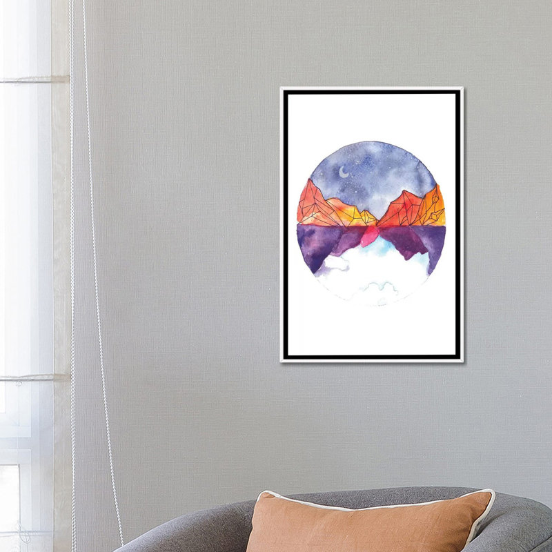 Art circulaire, H 26 po x l 18 po x P 1,5 po, Toile blanche encadrée