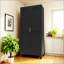 Armoire de rangement en métal durable avec tablettes réglables et portes galbées, pour des espaces de vie organisés-1850703594
