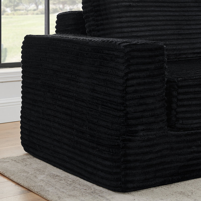 Canapé modulaire polyvalent avec fonction de lit transformable et confort en velours côtelé, Noir