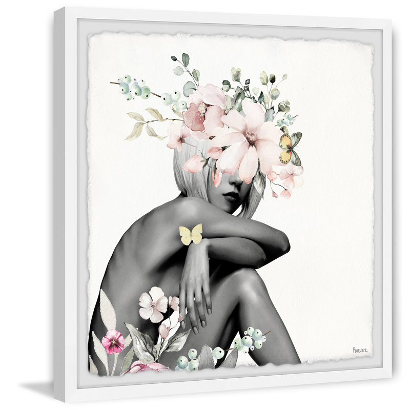 « ludique fleuri », reproduction encadrée, H 32 po x l 32 po x P 1,5 po