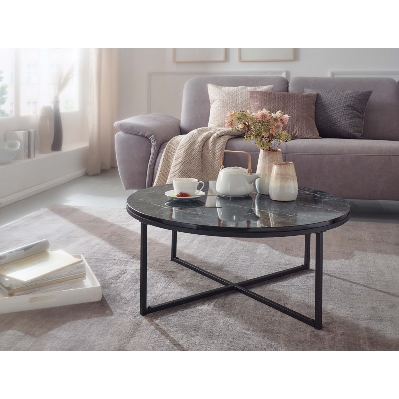 Oglesby Cross Legs Coffee Table, Black, 35cm H x 80cm W x 80cm D