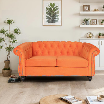 Johnette 62'' Velvet Rolled Arms Chesterfield Sofa