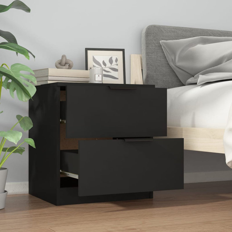 Jaiceion 2 Drawer Bedside Table., Black