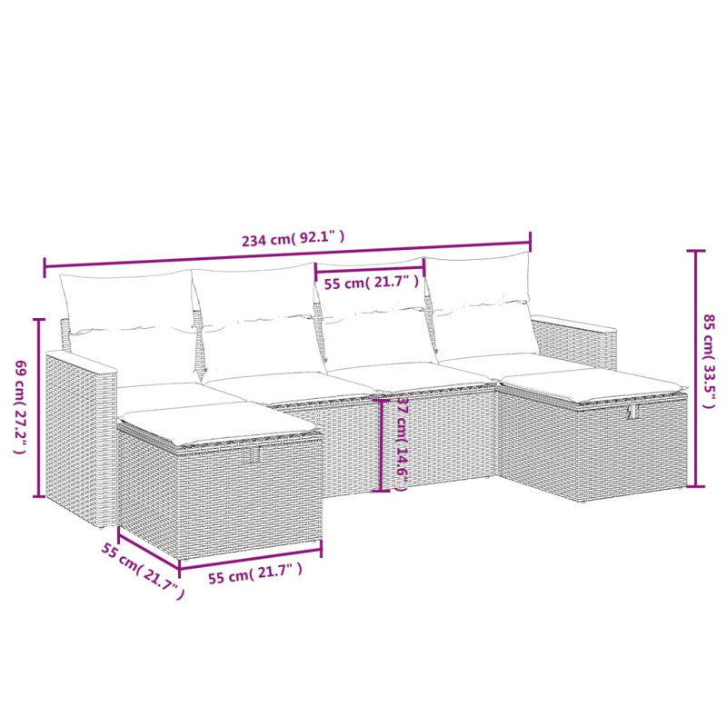 Ensemble de canapé d'extérieur Vidaxl beige et blanc crème