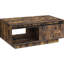 Table basse moderne rustique avec porte de grange coulissante et rangement supplémentaire en chêne de style classique