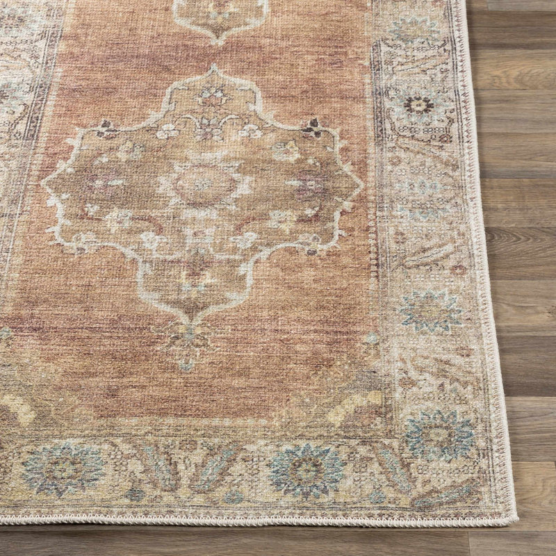 Oribelle Machine Washable Oriental Brown/Beige Area Rug, Runner 2'7" x 7'3"
