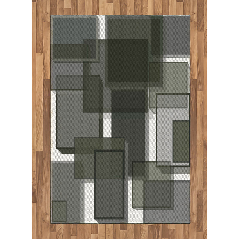 Tapis décoratif à fibres longues haute densité en polyester et coton de couleur taupe, Rectangle— 4 pi x 5 pi 8 po