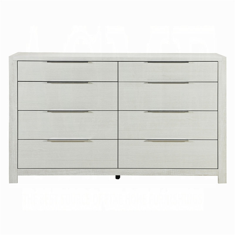 Commode 1 pièce moderne avec finition beige et mobilier de chambre à coucher avec 8 tiroirs de rangement