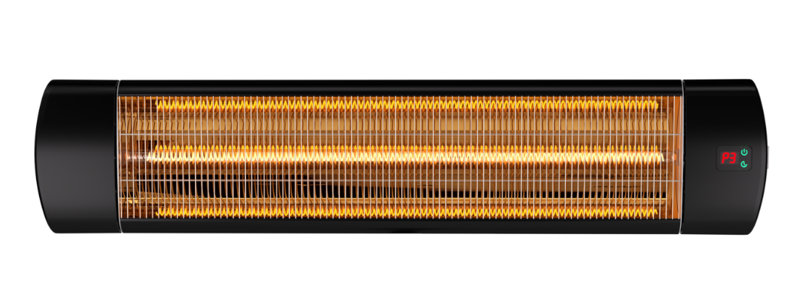 Wall‑Mounted Infrared Patio Heater, 2000W Carbon Fibre Heating Tube, Aluminium Alloy Outdoor Electric Heater, Black Wall‑Mount Space Heater for Garden Patio Gazebo Terrace, UK Plug
