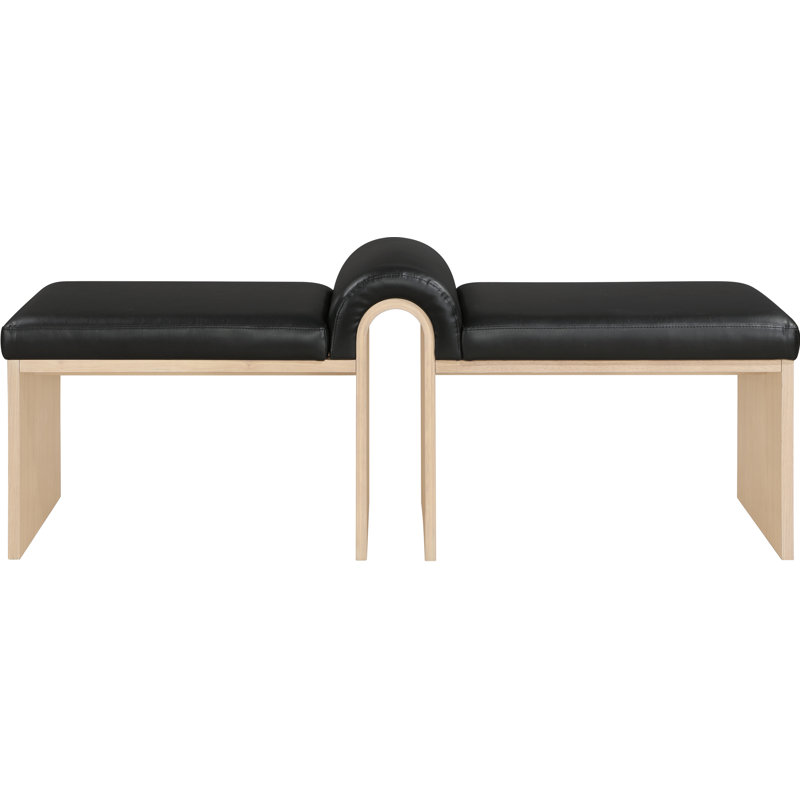Banc en cuir Delphine Vegan, Naturel, Cuir végétalien noir