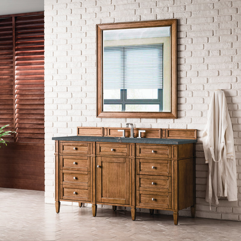 Brittany 60'' W Single Vanity, Saddle Brown, Charcoal Soapstone, 8" Widespread