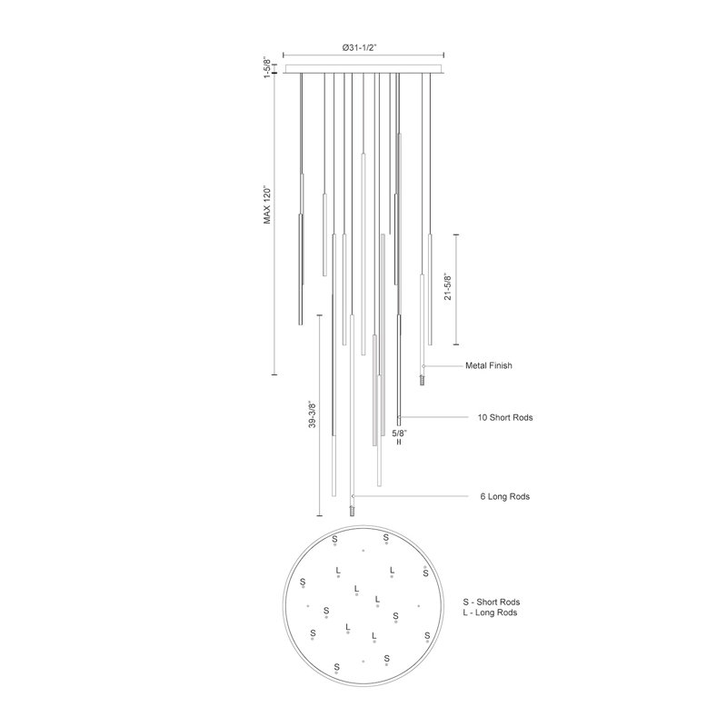 Chute 39'' White Aluminum LED Cluster Pendant