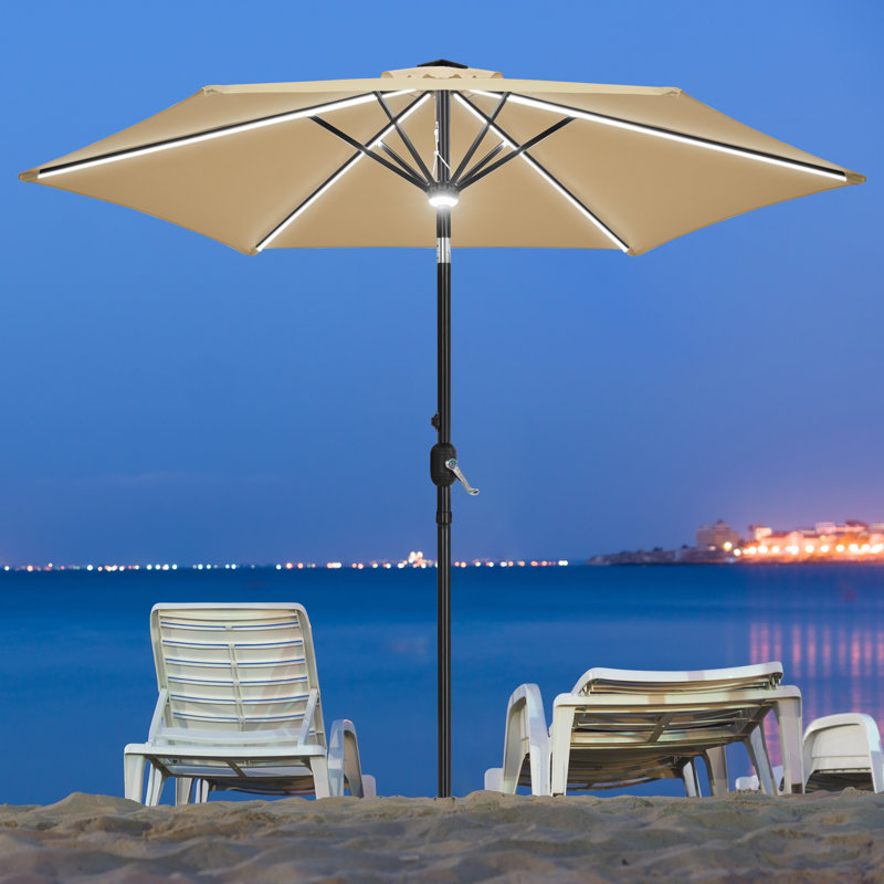 Parasol d'extérieur 108 "avec éclairage central 108", Bleu marine