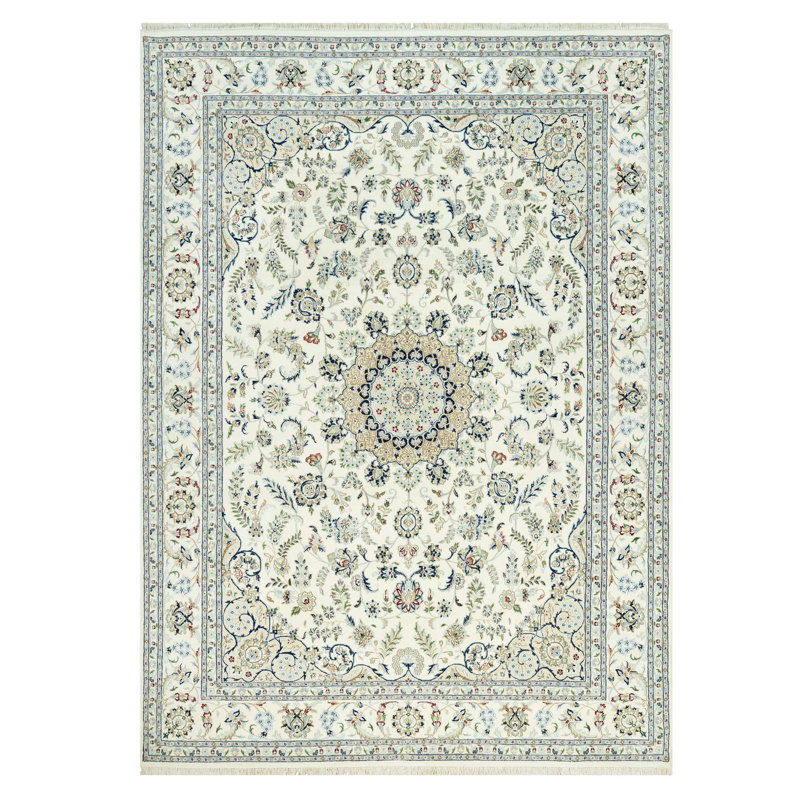 Carlosantonio One-of-a-Kind Rectangle 8'10" X 12'3" New Age Wool Area Rug Ivory