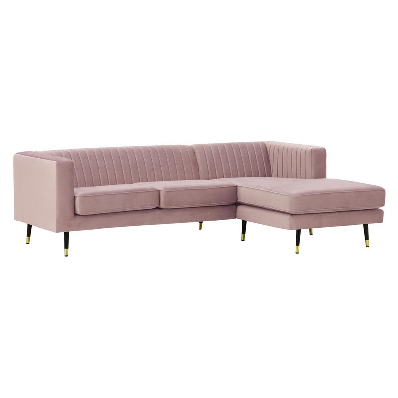 Monaville 4 Seater Velvet Sofa & Chaise, Right Hand Facing, Purple