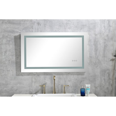 36"X28" Bathroom Led Fog Mirror - Dimmable, 3 Color Modes, Memory, Wall Mounted Vanity For Makeup Application Led Fog, Colors, Mounted, Ideal Beauty Care
