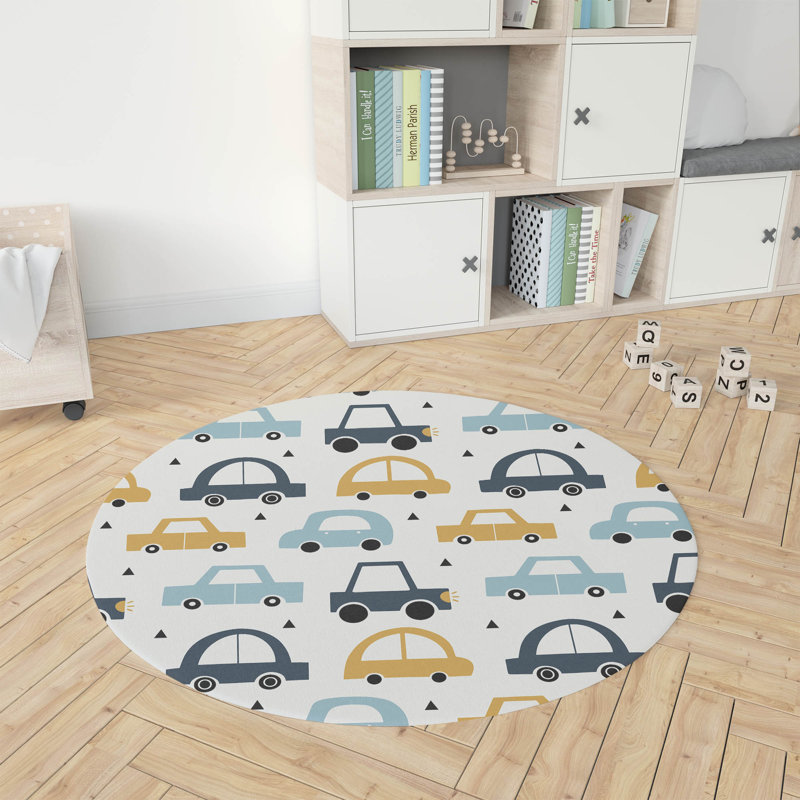 Tapis de jeu pour enfants Driveway, Ivoire / Doré / Bleu
