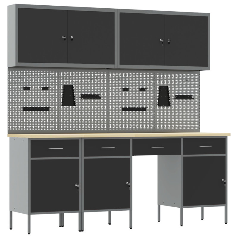 Set Of 8 Steel Medium Height-Adjustable, Black