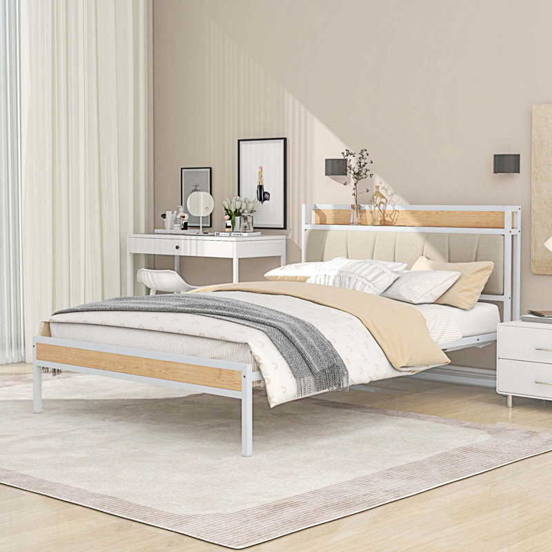 Lit plateforme, Double, Blanc