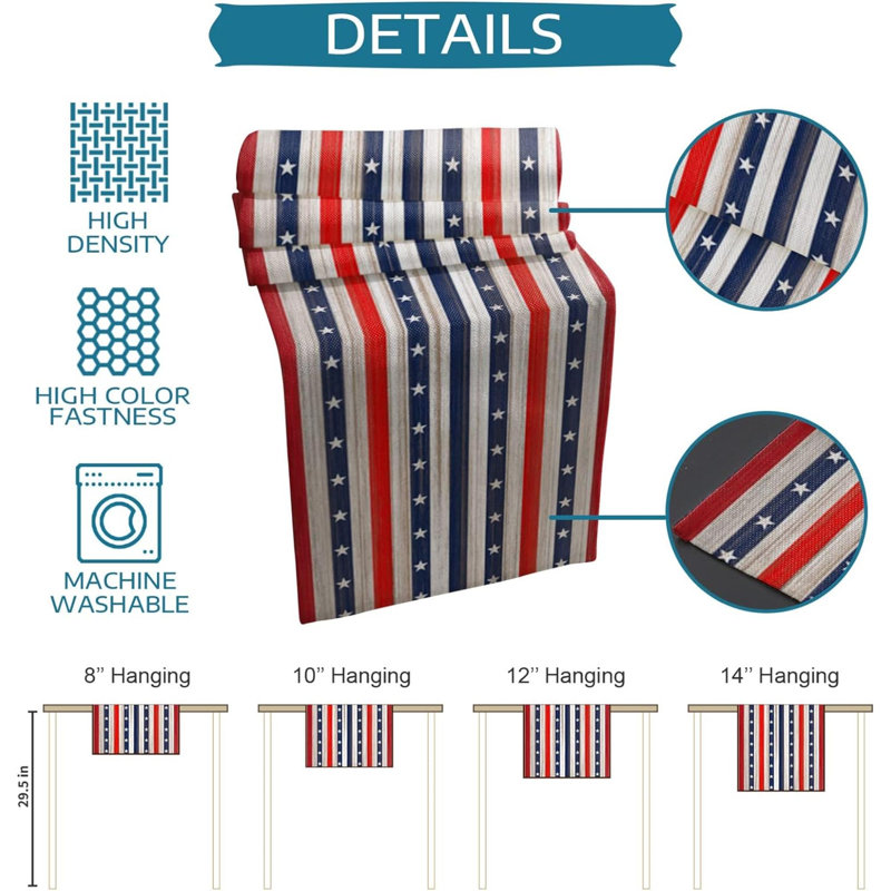 July 4Th Patriotic Table Runner Cotton Linen Rustic Americana Stars Stripe Party Holiday Tablecloth Decorations For Kitchen ,Home ,Dining,Outdoor,13X70 Inches Long Independence Day Memorial Day