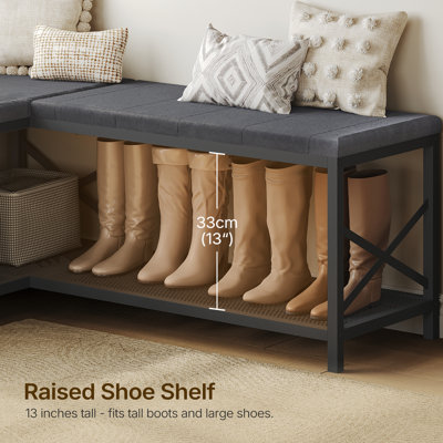 8 Pair Corner Shoe Storage Benches, L-Shaped Open Shelf  Shoe Rack,Modular Modern Entryway Shoe Organizer
