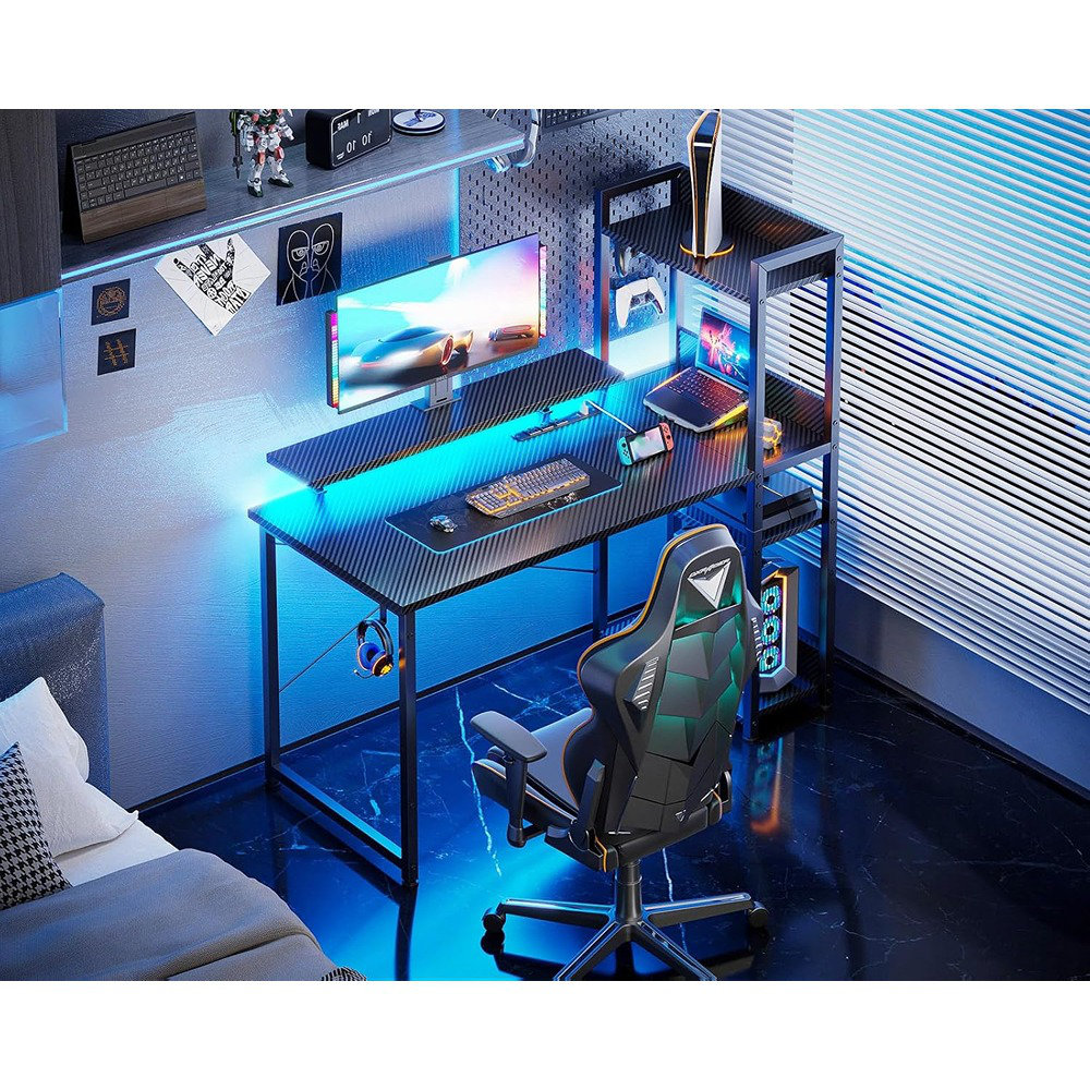 Wrought Studio™ Reversible Gaming Desk With Usb Charging Port And Led ...