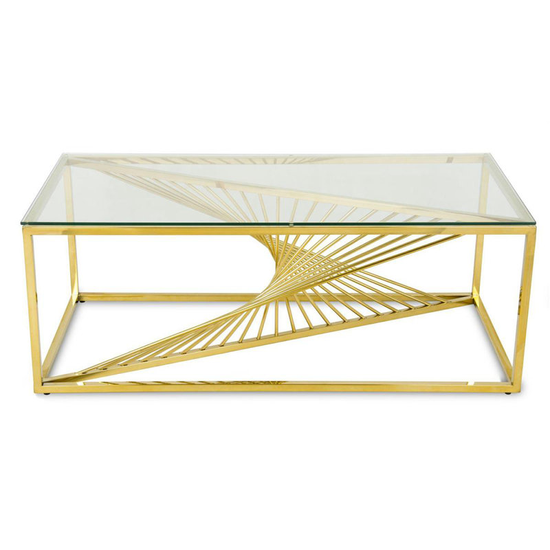 Fairhope glass coffee table, Transparent, Gold
