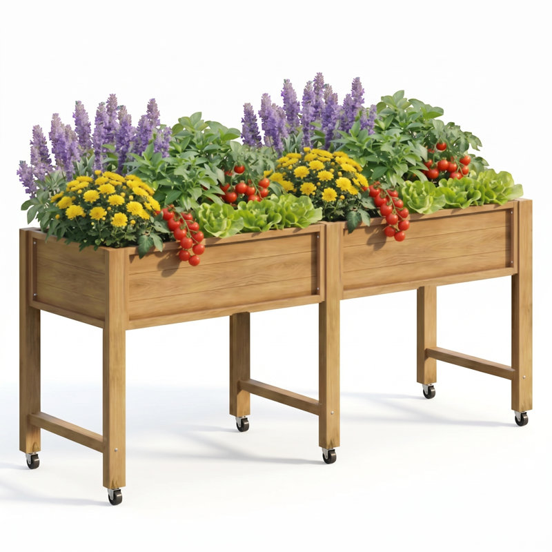 Lit de jardin surélevé pour l'extérieur avec pieds HPS 48 x 24 x 30 po Boîte à fleurs surélevée résistante aux intempéries avec trous de drainage de doublure pour terrasse de patio