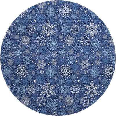 Premium Machine Washable Mayfield AMF1823 Stars and Snowflakes Holiday Rug