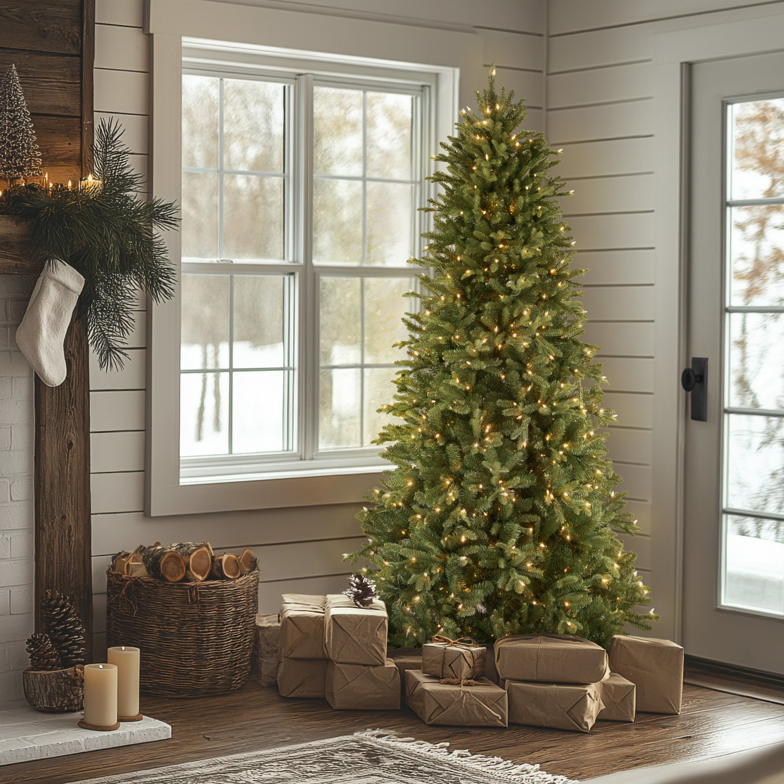 Adneta Lighted Artificial Fir Christmas Tree, 6.5'