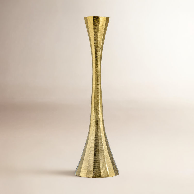 Metal and Aluminum Taper Candle Holder, 10" H x 3" W x 3" D, Brown/Gold