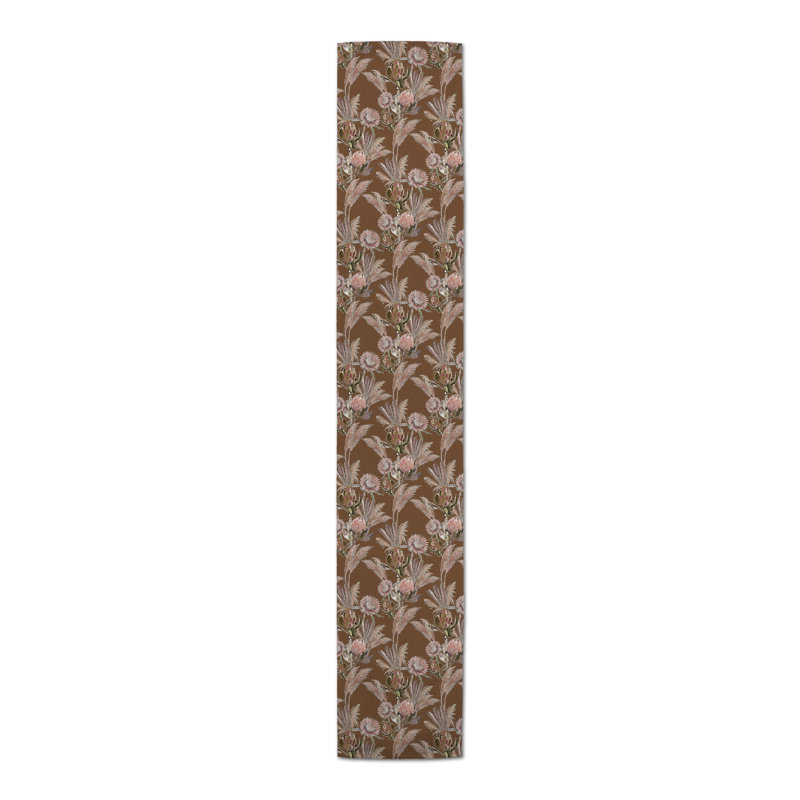 Ayunna Rectangle Floral Polyester Table Runner, 72" L x 16" D, Rust