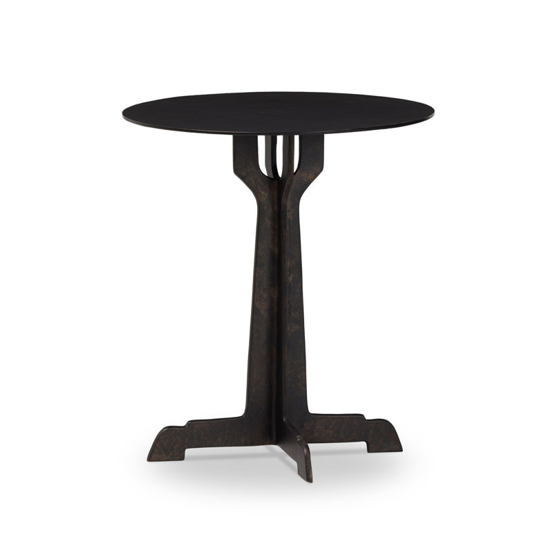 Malloy Outdoor Round Side Table, Distressed Bronze