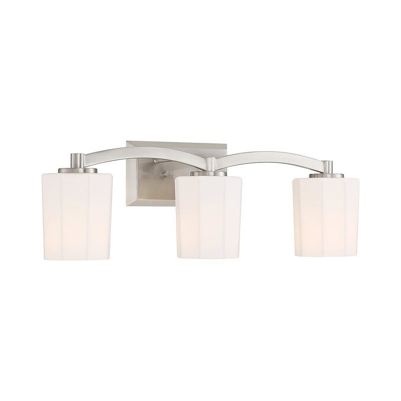 Cacia 3-LighVanity Light in Satin Nickel, Satin Nickel, 8" H x 24" W x 24" D, 3 Lights