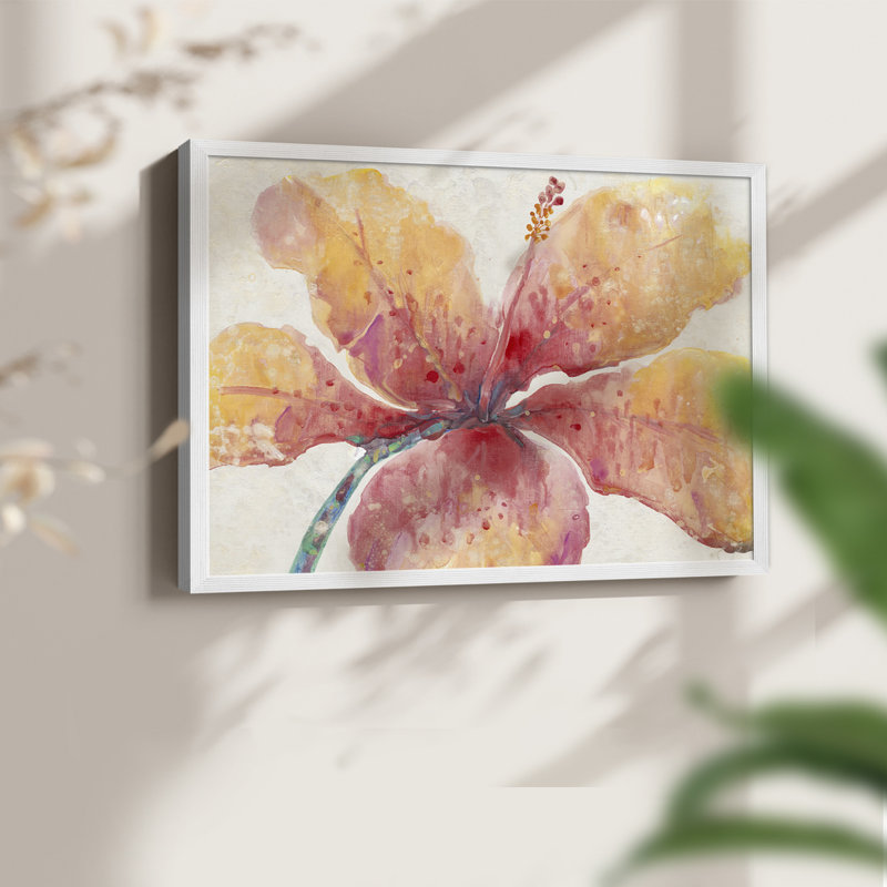 Blooming Hibiscus -Framed Print - Restickable, 8" H x 10" W, White