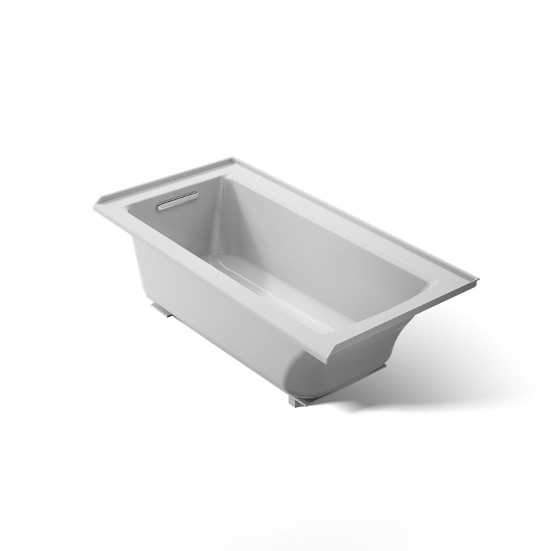 Archer 60" x 30" Alcove Soaking Bathtub with integral flange, Ice Gray, Left
