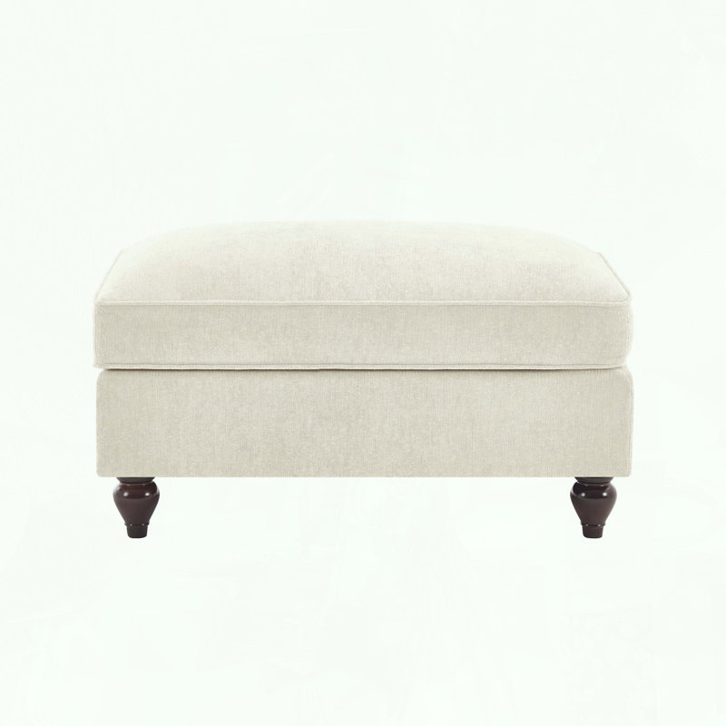 2-in-1 Ottoman with Detachable Ruffled Skirt, Beige/White