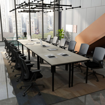 Boede Pivit 16FT Modular Rectangular Conference Table, Modern Seminar Table(Set of 8)