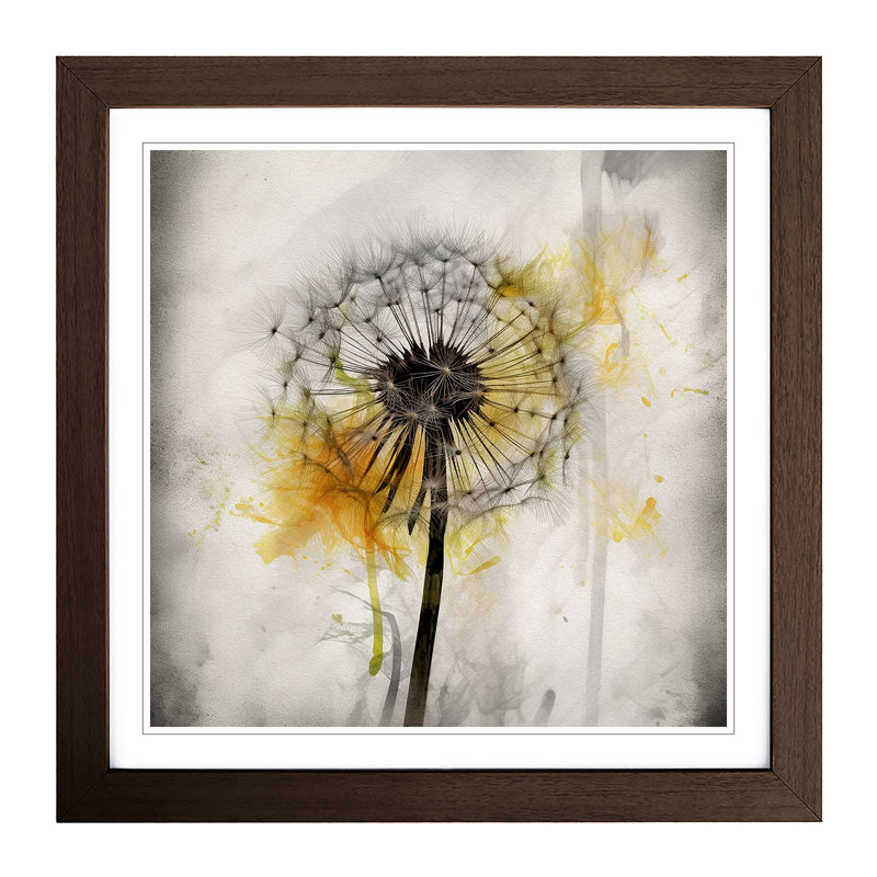 Dandelion Gestural Art No.1 - Framed Print, Walnut