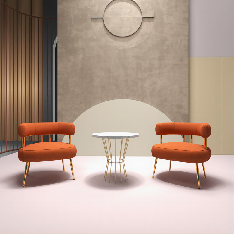 Maybrie Upholstered Armchair, Orange Polyester Blend