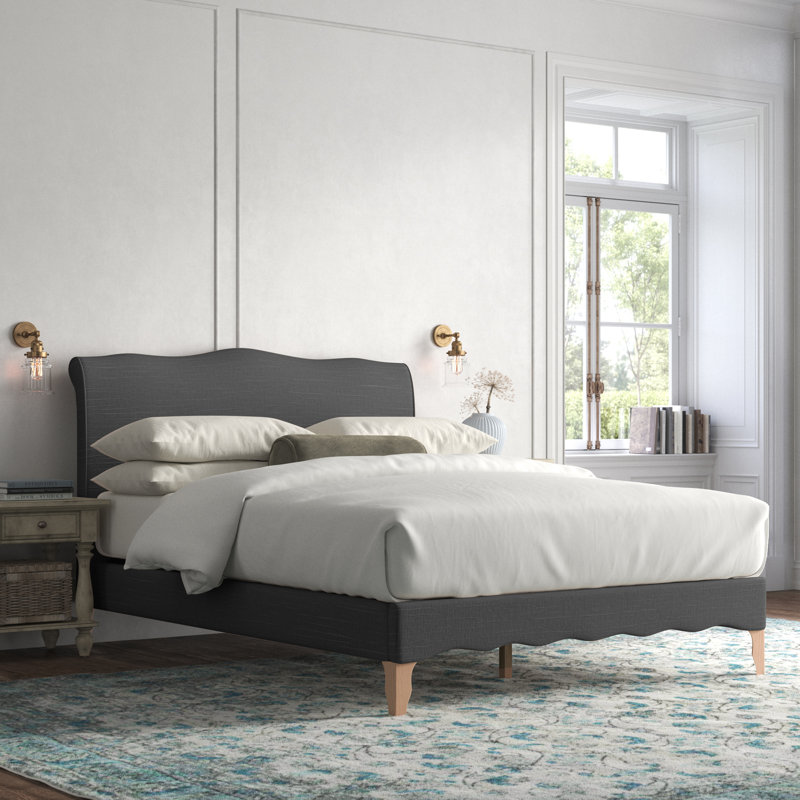 Hilfried Upholstered Sleigh Bed, Dark Gray, Full
