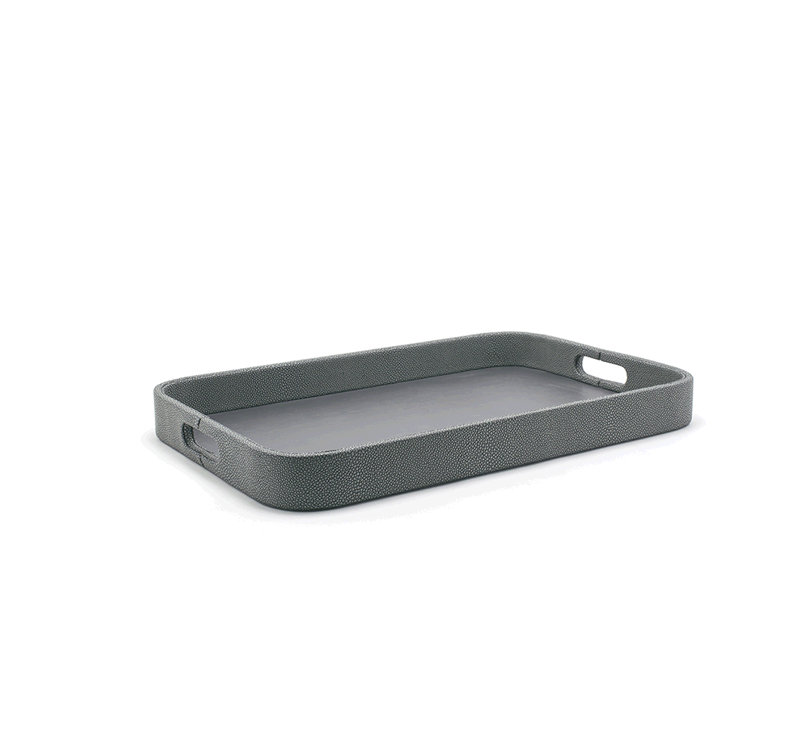 Belize Leather / Faux Leather Tray - Set of 2, Smoke