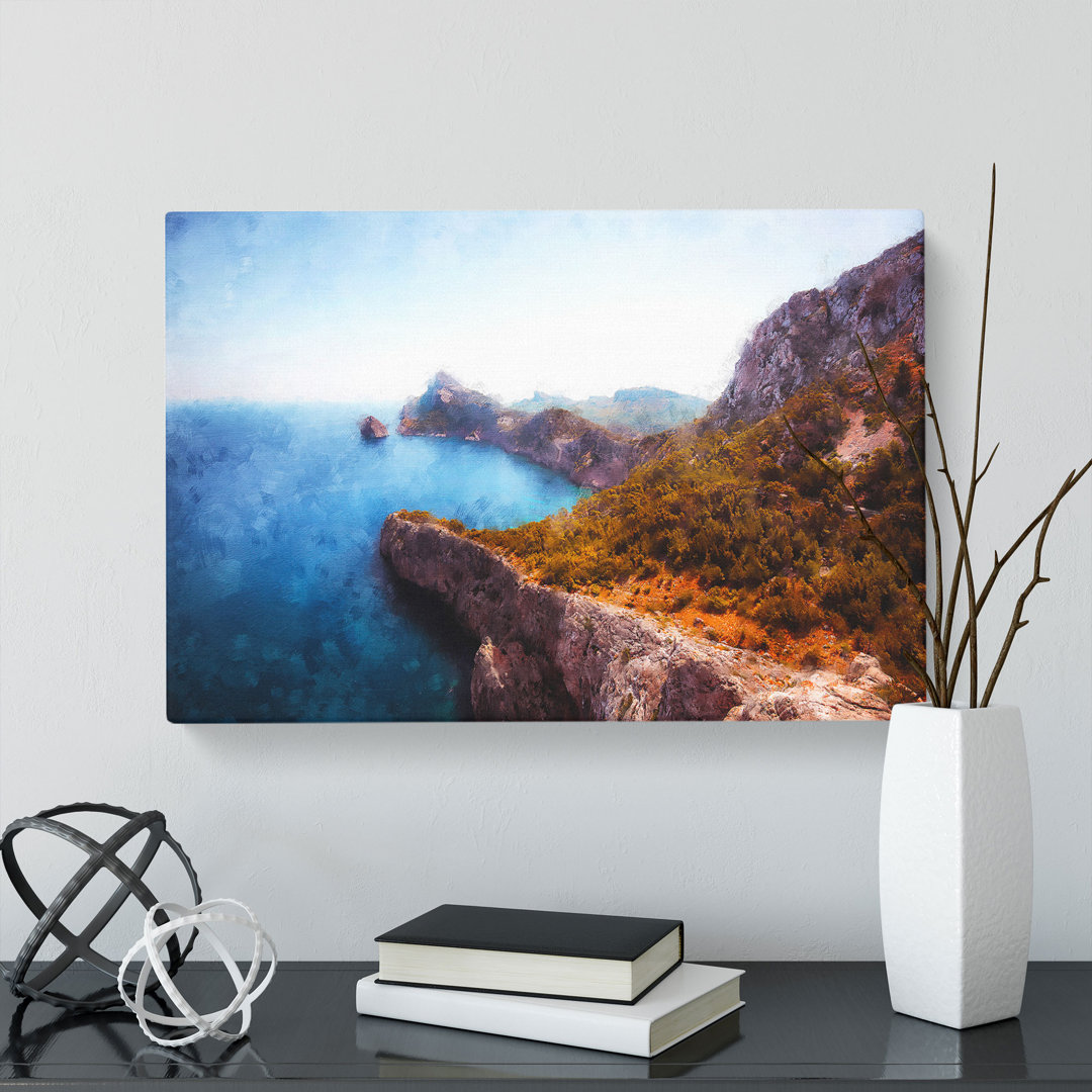 Coastline In Mallorca Spain Painting - Wrapped Canvas