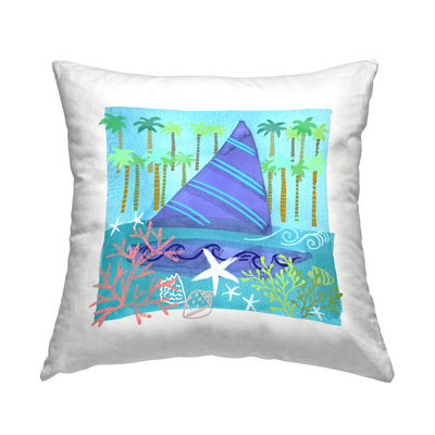 Coussin décoratif à motif de palmiers tropicaux par Maret Hensick