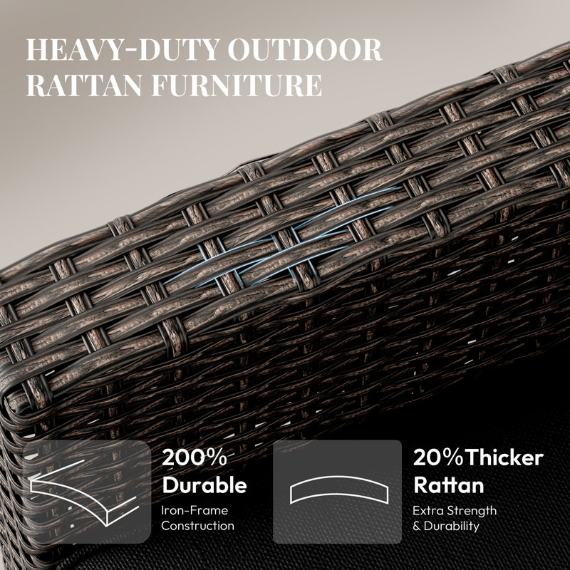  Furniture Set,1 Piece PatioWicker Outdoor Patio Conversation Set with Extra Wide & Thick Cushions, Rattan Outdoor Furniture Set for Backyard, Porch & Deck