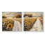 Tournesols le long du chemin enneigé I - Art mural tournesols - Art mural traditionnel, toile 2 pièces-644287811-644287816-644287828