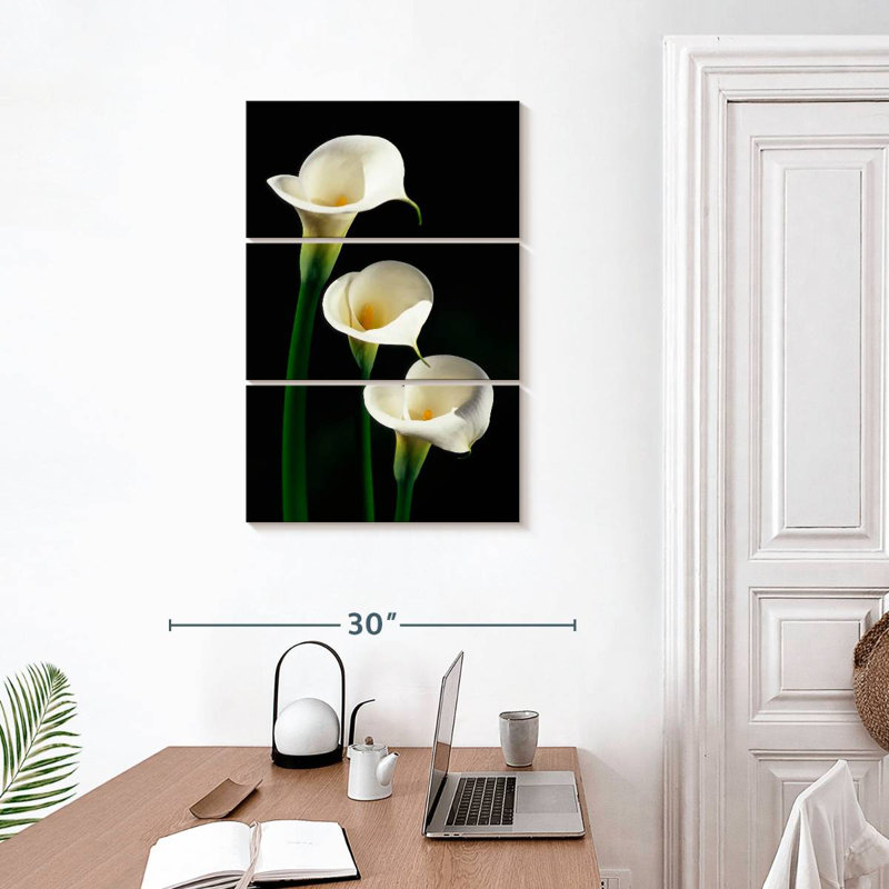 Harnek Three White Calla Lilies, 32" H x 20" W