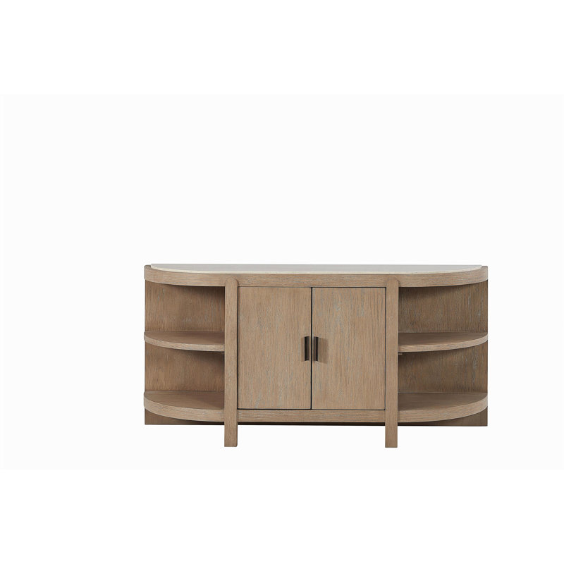Console courbée à 2 portes avec plateau en marbre