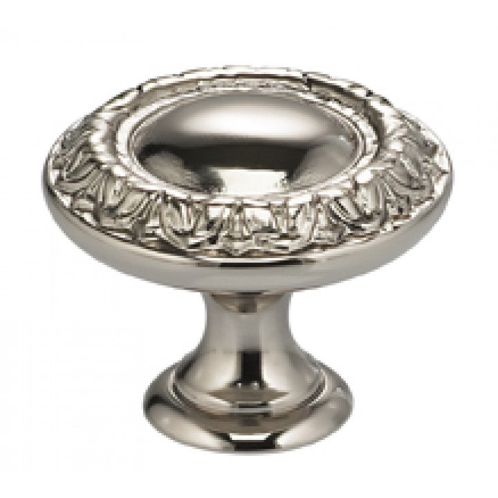 Ornate Mushroom Knob, 1.19" H x 1.19" W x 1" D, Polished Nickel Plated