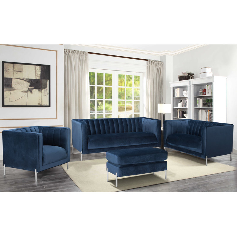 Causeuse à accoudoirs large 61 "Eliot, Bleu